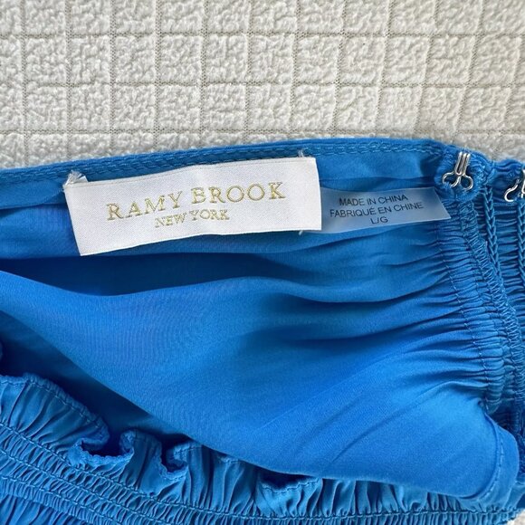Ramy Brook Ruffle Tiered Blue Mini Dress Halter Neck Size L - Picture 7 of 9